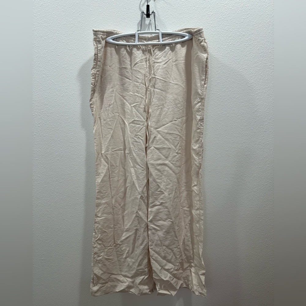 Cream Wide-Leg Pants resort beach float size medium